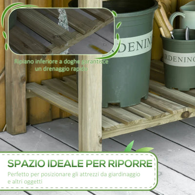 Outsunny Fioriera Rialzata in Legno con Gambe e Ripiano Inferiore per Giardino e Balcone 91x51x76cm
