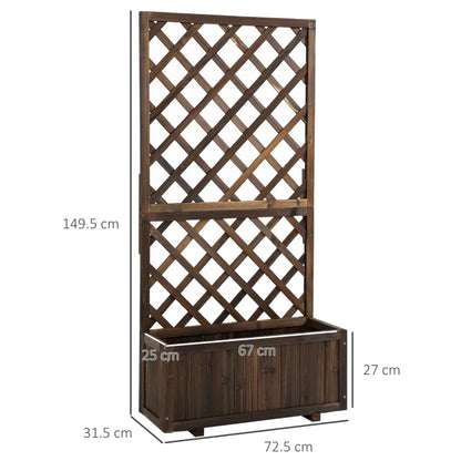 Outsunny Fioriera da Esterno con Grigliato per Rampicanti e Vaso, in Legno di Abete, 72.5x31.5x149.5 cm