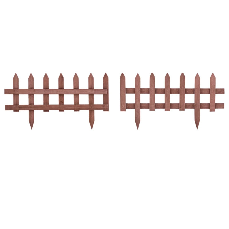 Outsunny Staccionata in Legno di Pino da 12 Pezzi per Aiuole, Giardino e Orto, Altezza 34cm