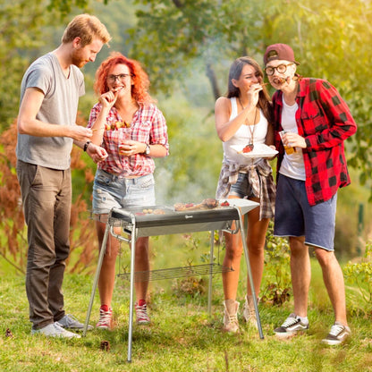 Outsunny Barbecue a Carbonella con Griglia e Piastra di Cottura, Cestino e Ripiani, 107x63x75cm, Nero