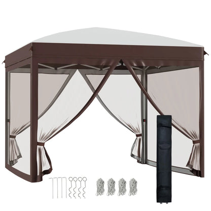 Outsunny Gazebo da Giardino 3x3 m con Zanzariera e Borsa da Trasporto con Ruote, Color Crema