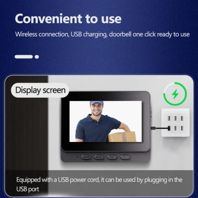 Videocitofono Smart Wifi, Audio, Monitor 4.3", Batteria Ricaricabile