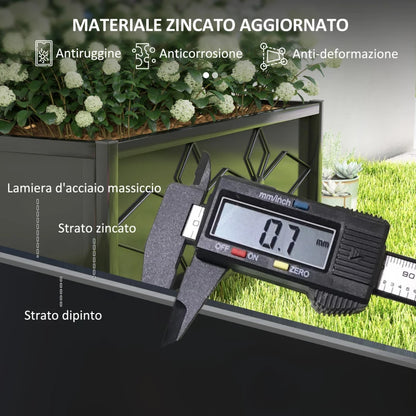 Outsunny Letto per Orto Rialzato con Traliccio per Piante Rampicanti in Acciaio Zincato, 90x40x120 cm, Nero