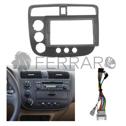 Kit Montaggio Autoradio 9"Pollici Honda Civic Sedan (2001-2005) Mascherina, Cablaggio Autoradio Android