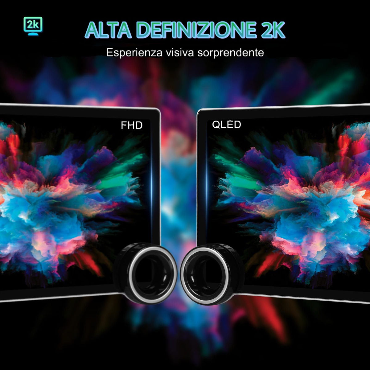 Autoradio Universale Fisso (Android) 2Din 11.8" Pollici 2K, Bluetooth, CarPlay, Android Auto, 4/64GB Ram