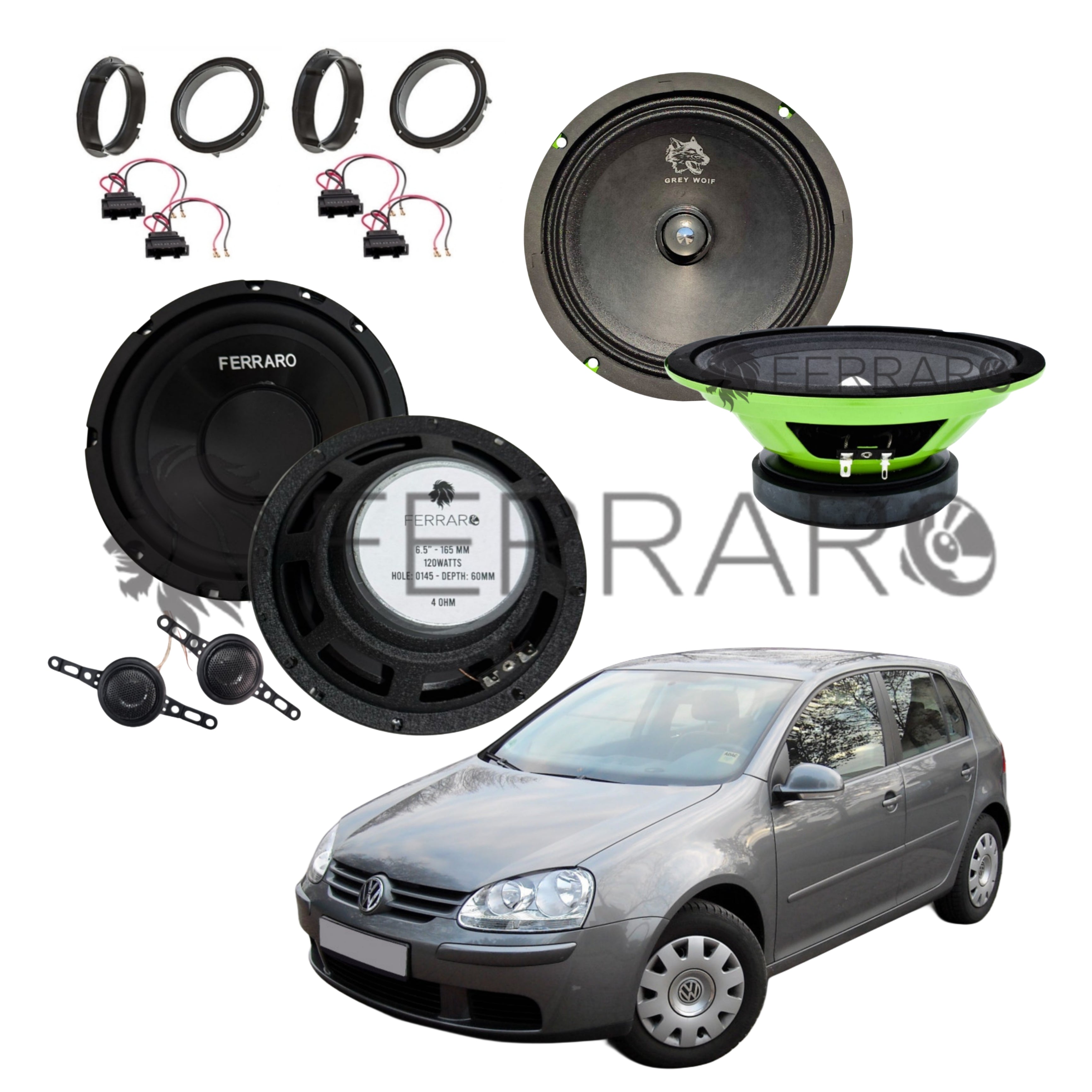 FerraroStore Kit 6 Altoparlanti | PV165.3 | ASK-165.2 | Ant/Post | VW Golf 5ª Serie dal 2003>