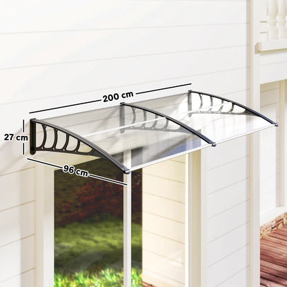Outsunny Tettoia Moderna in Policarbonato, Alluminio e PP per Balconi, Finestre e Porte, 200x96x27 cm