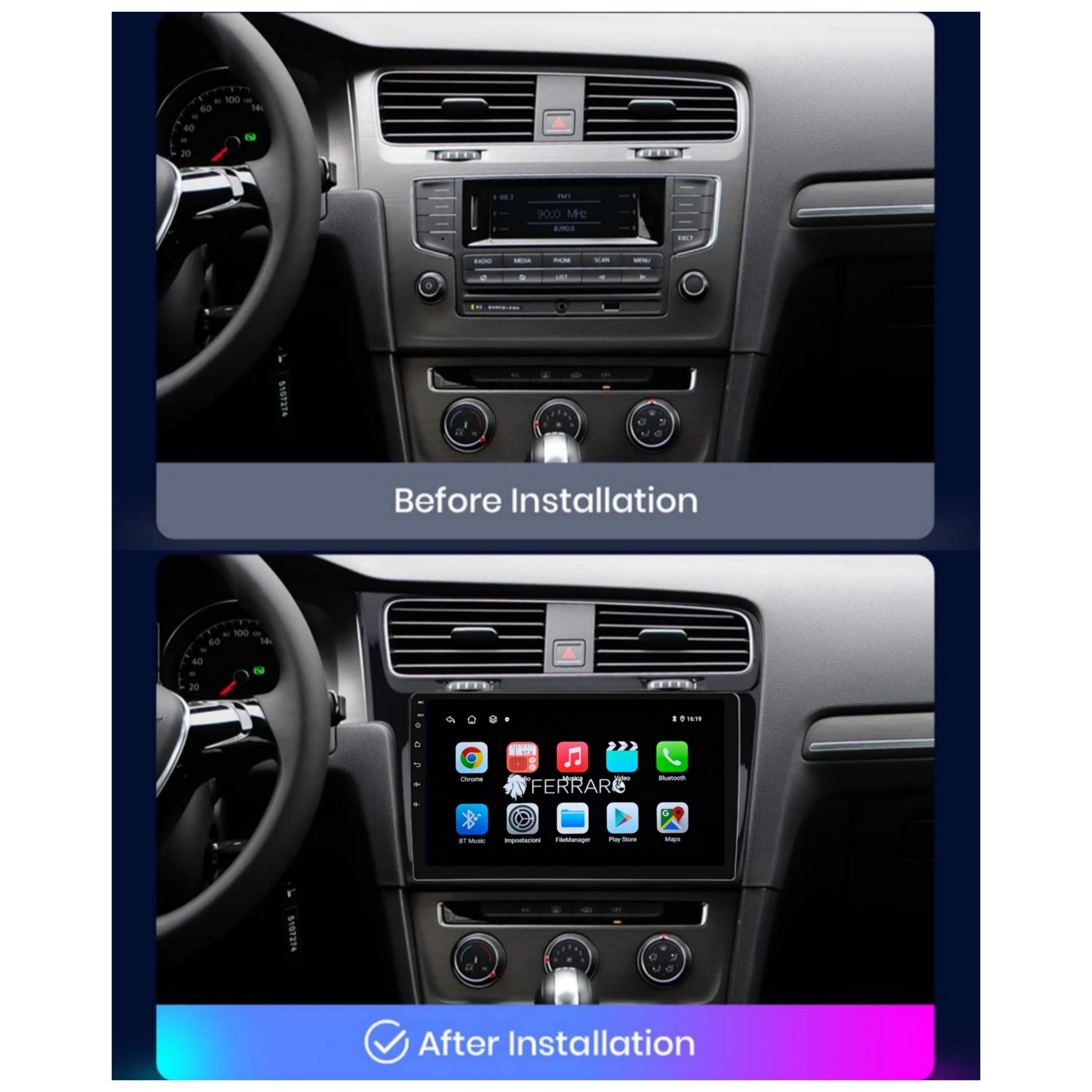 Cablaggio per Volkswagen Golf MK7 (2012-2021) Recupero Comandi al Volante per Autoradio Android