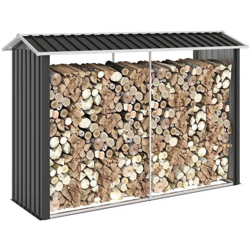 Outsunny Legnaia con Struttura in Acciaio Galvanizzato e Base rialzata, 240x 86x160cm, Nero