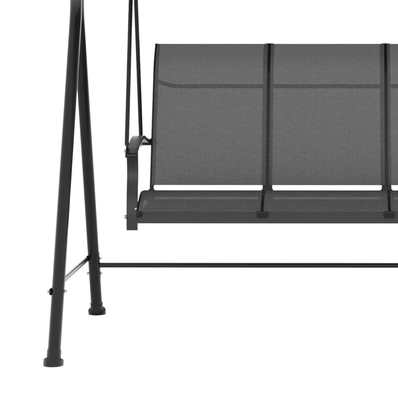 Outsunny Dondolo da Giardino 3 Posti con Tettuccio Parasole Regolabile, 195x118x170 cm, Grigio Scuro