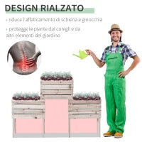 Outsunny Letto per Orto Rialzato con 4 Vasi Portapiante da 50x30x60cm, in Legno Colore Naturale