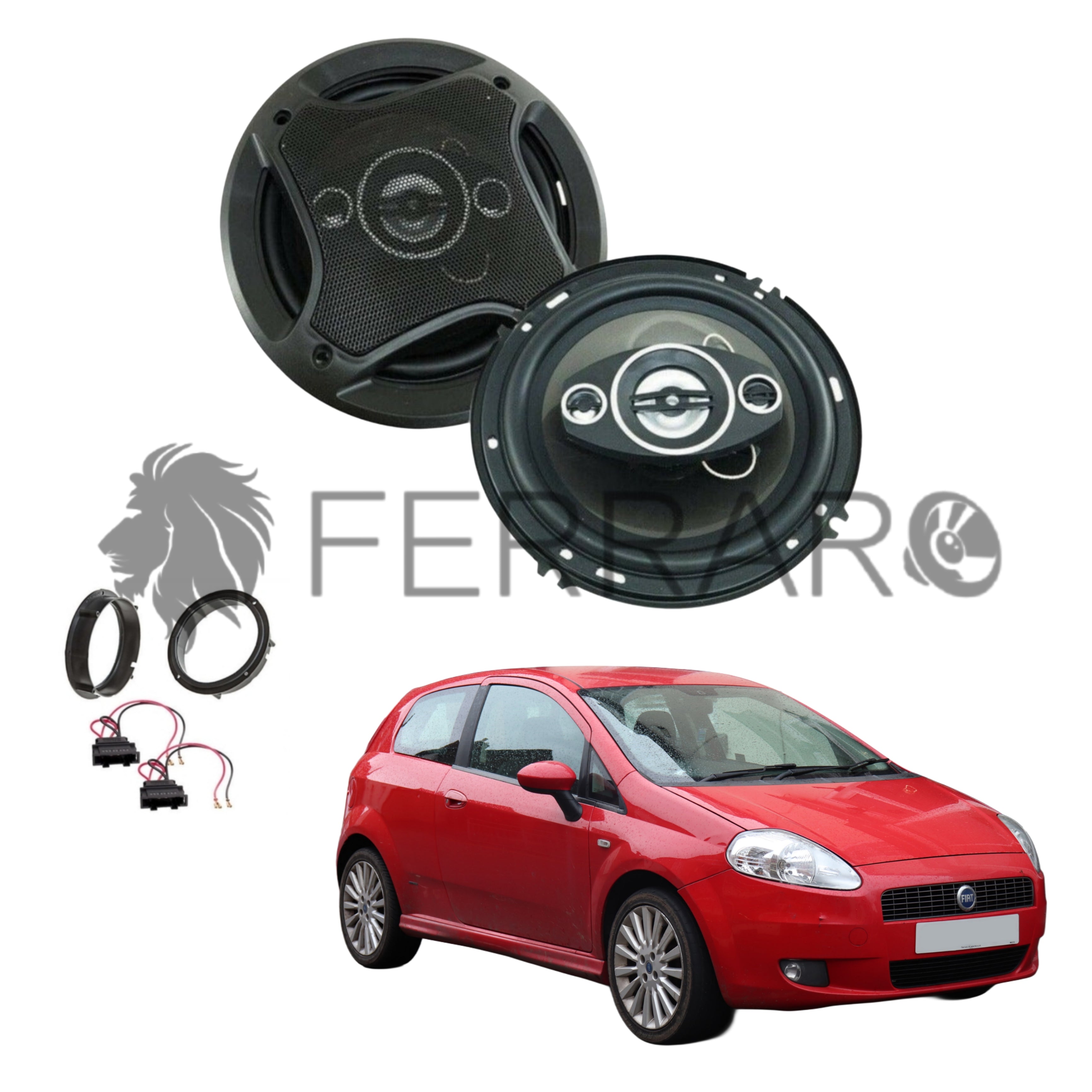 Pair of Speakers for Fiat Grande Punto - 16cm Speakers, Max 500w