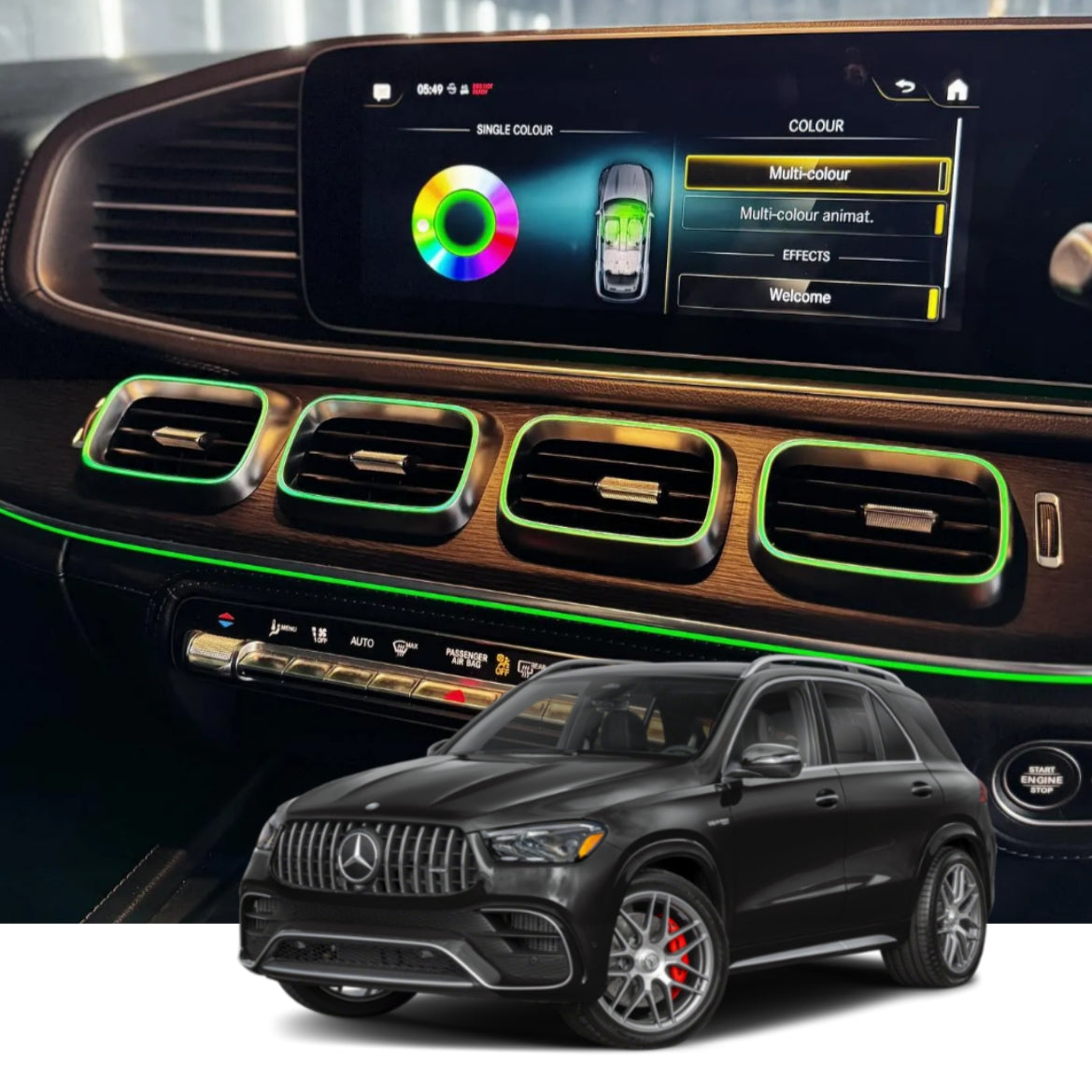Ambient Light per Mercedes GLE W167, GLS (2020-2025), 64 Colori RGB