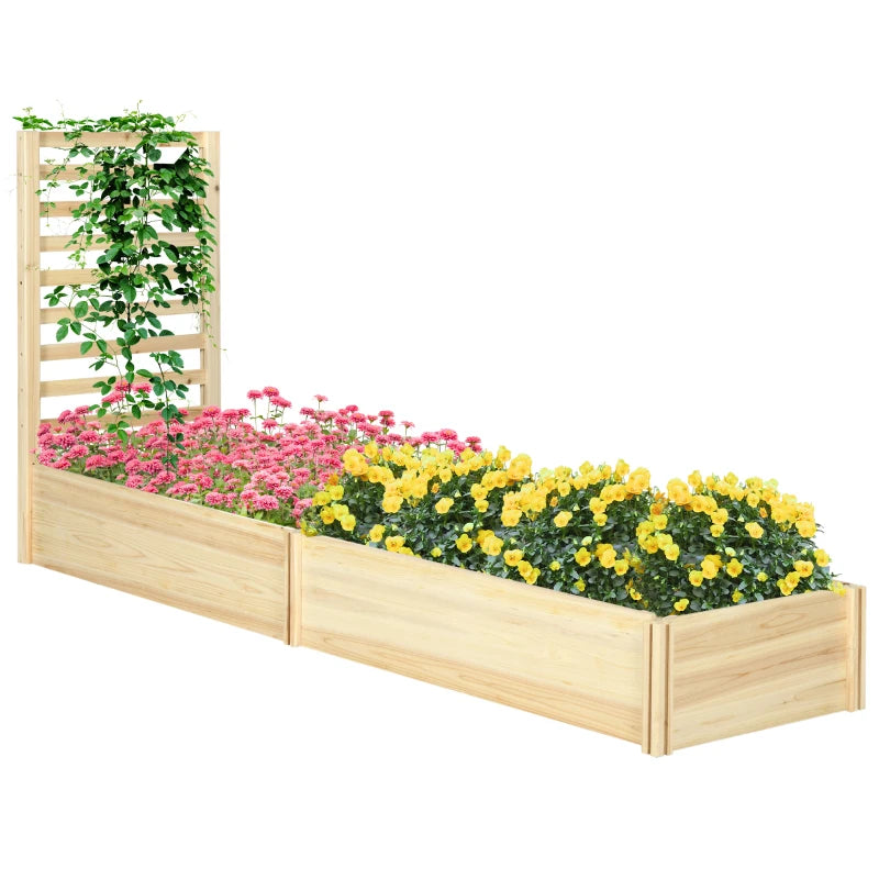 Outsunny Fioriera con Traliccio per Rampicanti e Fondo Aperto, in Legno di Abete, 230x60x110 cm, color Legno