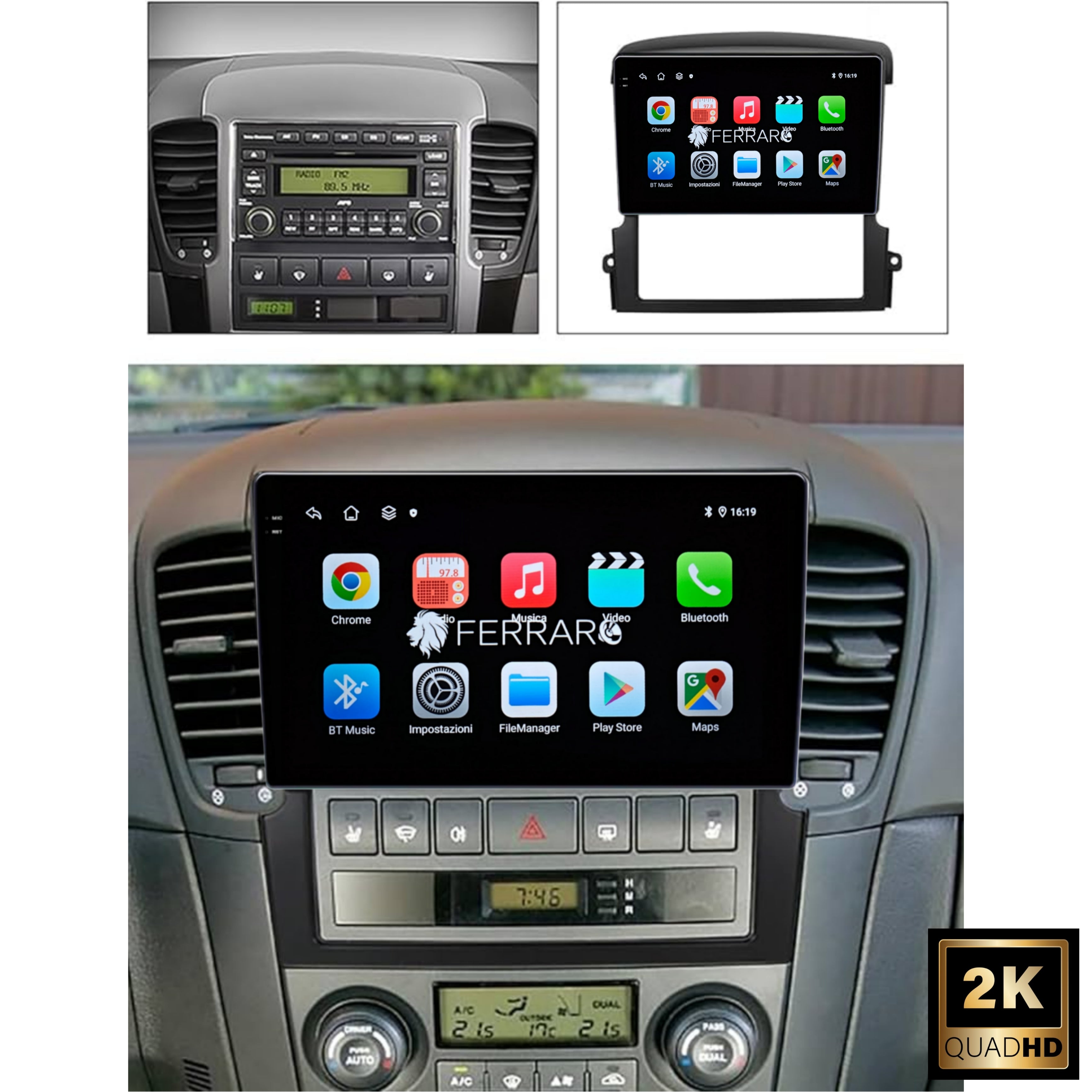 Autoradio per Kia Sorento BL 9" 2K | 2002-2009 | Android | Bluetooth | CarPlay | Android Auto | 12/256GB Ram