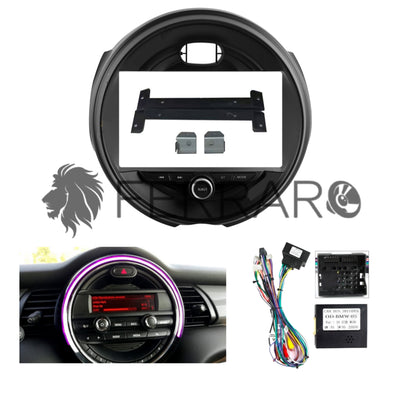 Kit Montaggio Autoradio 9"Pollici Mini F55, F56, F57 (2014-2018), Mascherina, Cablaggio per Autoradio Android