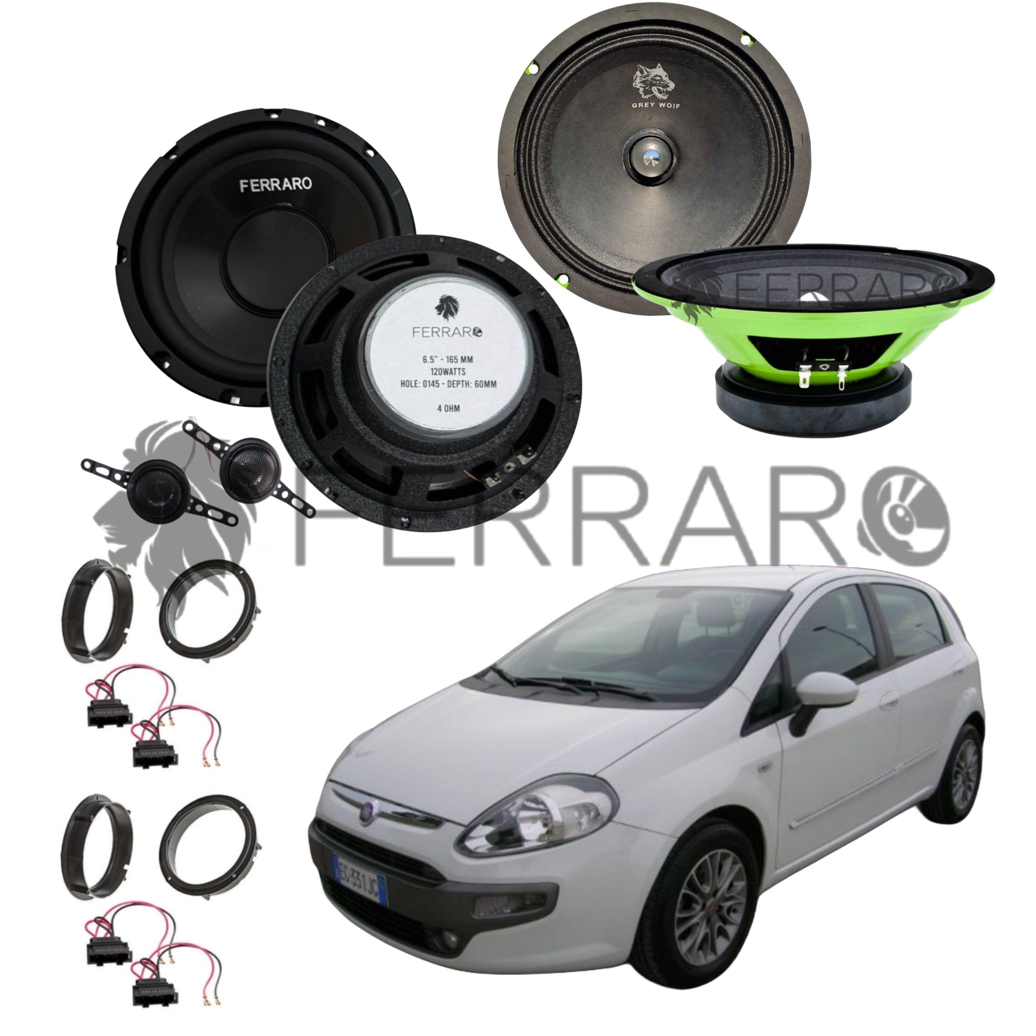 FerraroStore Kit 6 Altoparlanti | PV165.3 | ASK-165.2 | Ant/Post | Fiat Punto Evo
