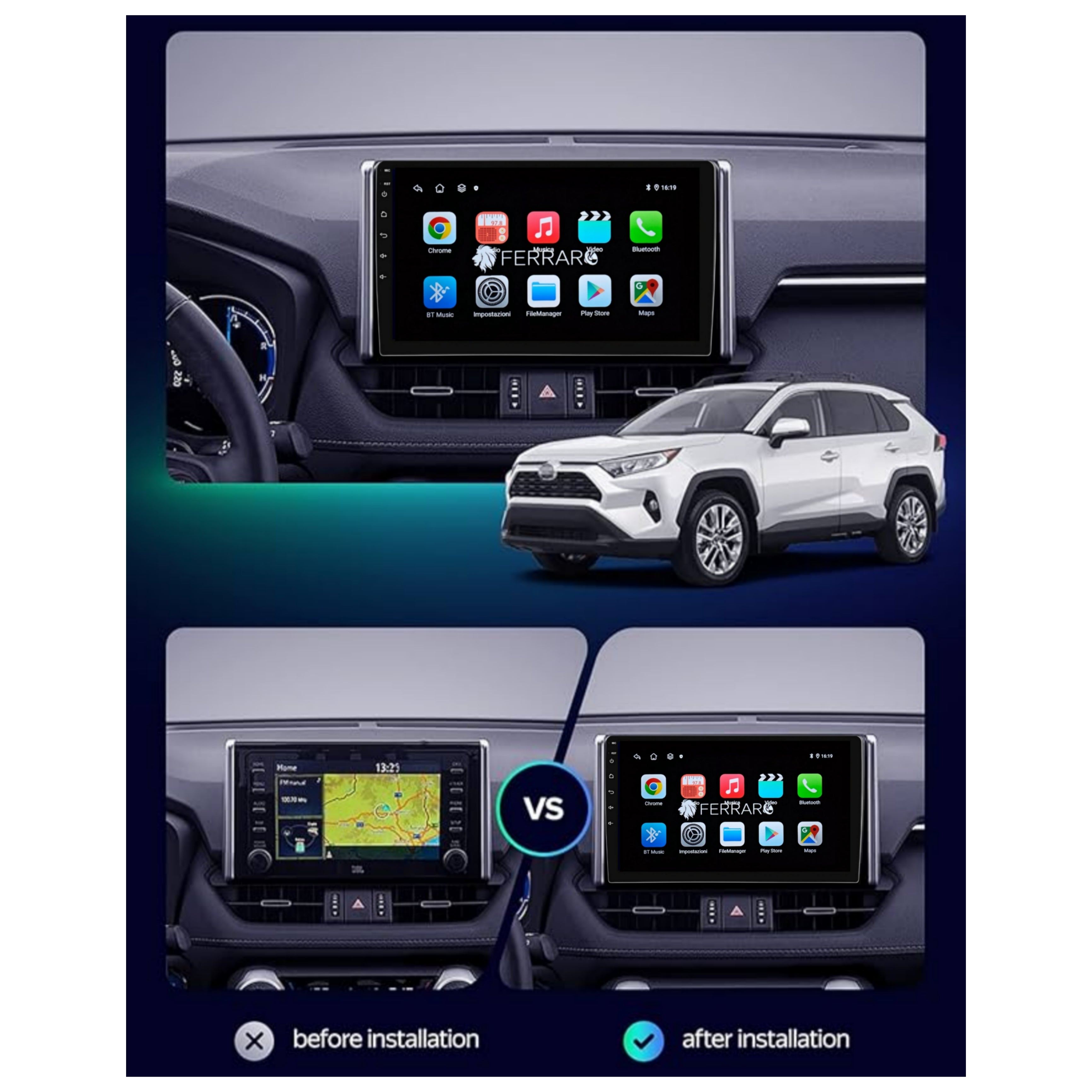 Autoradio per Toyota RAV4 | 2018-2021 | Android | Bluetooth | CarPlay | Android Auto | 2GB/4GB/8GB Ram