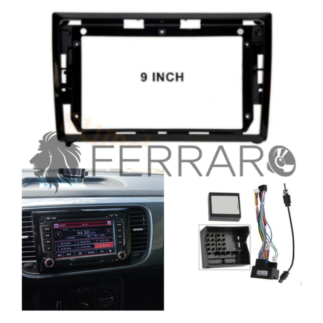 Kit Montaggio Autoradio 9"Pollici Volkswagen Beetle, Maggiolino (2011-2019) Mascherina, Cablaggio Autoradio Android