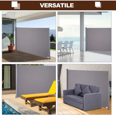 Outsunny Tenda da Sole Laterale e Avvolgibile (3x1.6m) in Alluminio e Poliestere Imperemabile Anti-UV, per Vento/Privacy