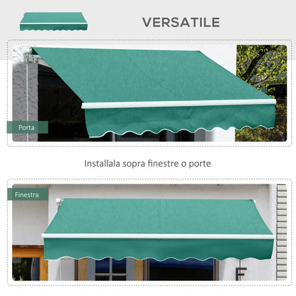 Outsunny Tenda da Sole Avvolgibile a Caduta con Manovella, in Alluminio e Poliestere, 3x2.5m, Verde Scuro