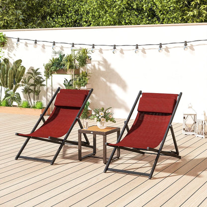 Outsunny Set 2 Sedie Poltrona Sdraio da Esterni, Pieghevoli e Reclinabili, in Alluminio, 96.5x58x91.5 cm, Rosso