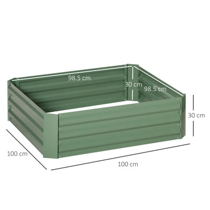Outsunny Set di 2 Letti per Orto Rialzati in Acciaio Zincato per Piante e Ortaggi, 100x100x30cm