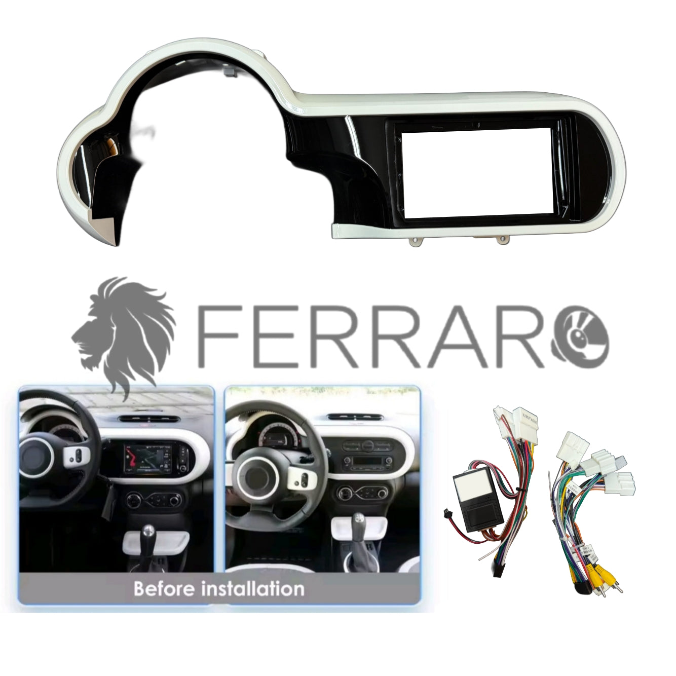 Kit Montaggio Autoradio 9"Pollici Renault Twingo III (2014-2024) Mascherina, Cablaggio per Autoradio Android