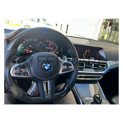 Volante Sportivo per BMW Serie 3 G20, G21, G80, G81 (2018-2025), Carbonio, Customizzato in Pelle