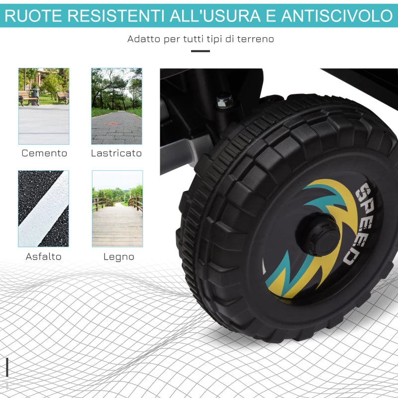 HOMCOM Quad Elettrico per Bambini 18-36 Mesi con Batteria Ricaricabile da 6V, 72x40x45.5 cm, Nero