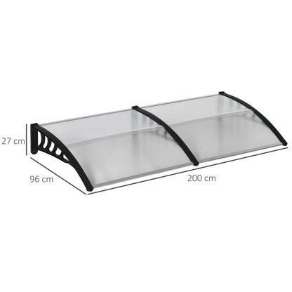Outsunny Pensilina da Esterno per Finestre e Porte in Policarbonato e Alluminio, 200x96x27cm, Trasparente