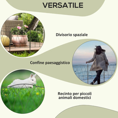 Outsunny Recinzione Esterna a 5 Pannelli in Metallo con Lacci, 305x62 cm, Nera