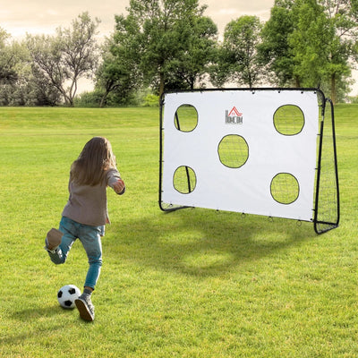 HOMCOM Porta da Calcio per Bambini e Adulti con Rete in PE, in Metallo e Oxford, Bianco e Nero, 240x88x171.5cm
