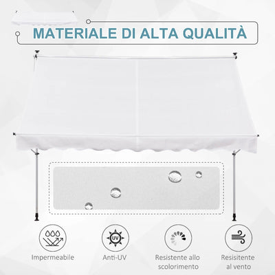 Outsunny Tenda da Sole a Bracci 3x1.5m con Manovella e Struttura Telescopica, Bianco