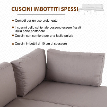 Outsunny Set da Giardino 3 Pezzi, 2 Divani a 2 Posti e 1 Tavolino da Caffè, in Alluminio, Grigio