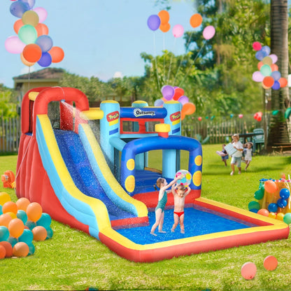 Outsunny Castello Gonfiabile per Bambini 3-8 Anni con Trampolino, Scivolo e Piscina, 435x245x200cm