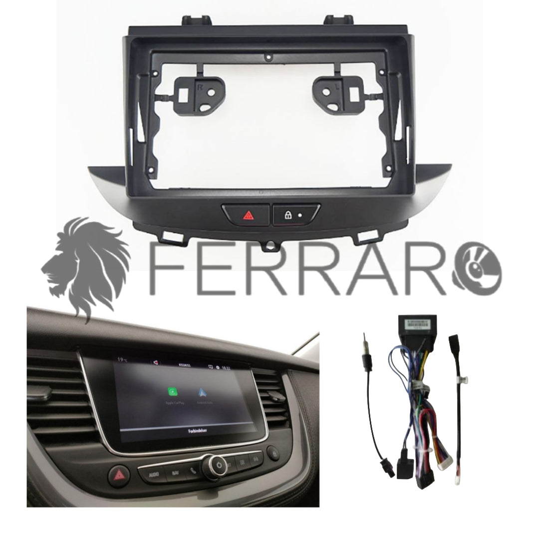 Kit Montaggio Autoradio 9"Pollici Opel Grandland X, Crossland X (2016-2021), Mascherina, Cablaggio per Autoradio Android