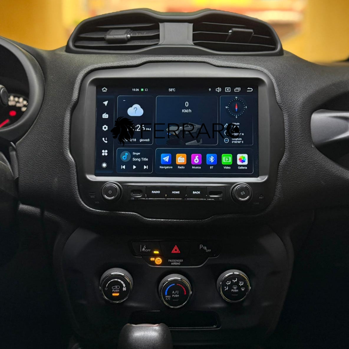 Autoradio per Jeep Renegade 9", Android, Bluetooth, CarPlay, Android Auto, 4/64GB Ram