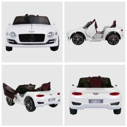 HOMCOM Macchina Elettrica per Bambini Bentley GT 6V, con Doppi Motori, Auto Elettrica per Bambini con Telecomando, Clacson, Suoni, Fari e 2 Portiere Apribili, 2.5-5 km/h, per 3-5 Anni, Bianco