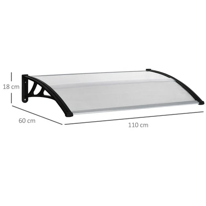 Outsunny Pensilina da Esterno per Finestre e Porte, in Policarbonato e Alluminio, 110x60x18cm - Trasparente