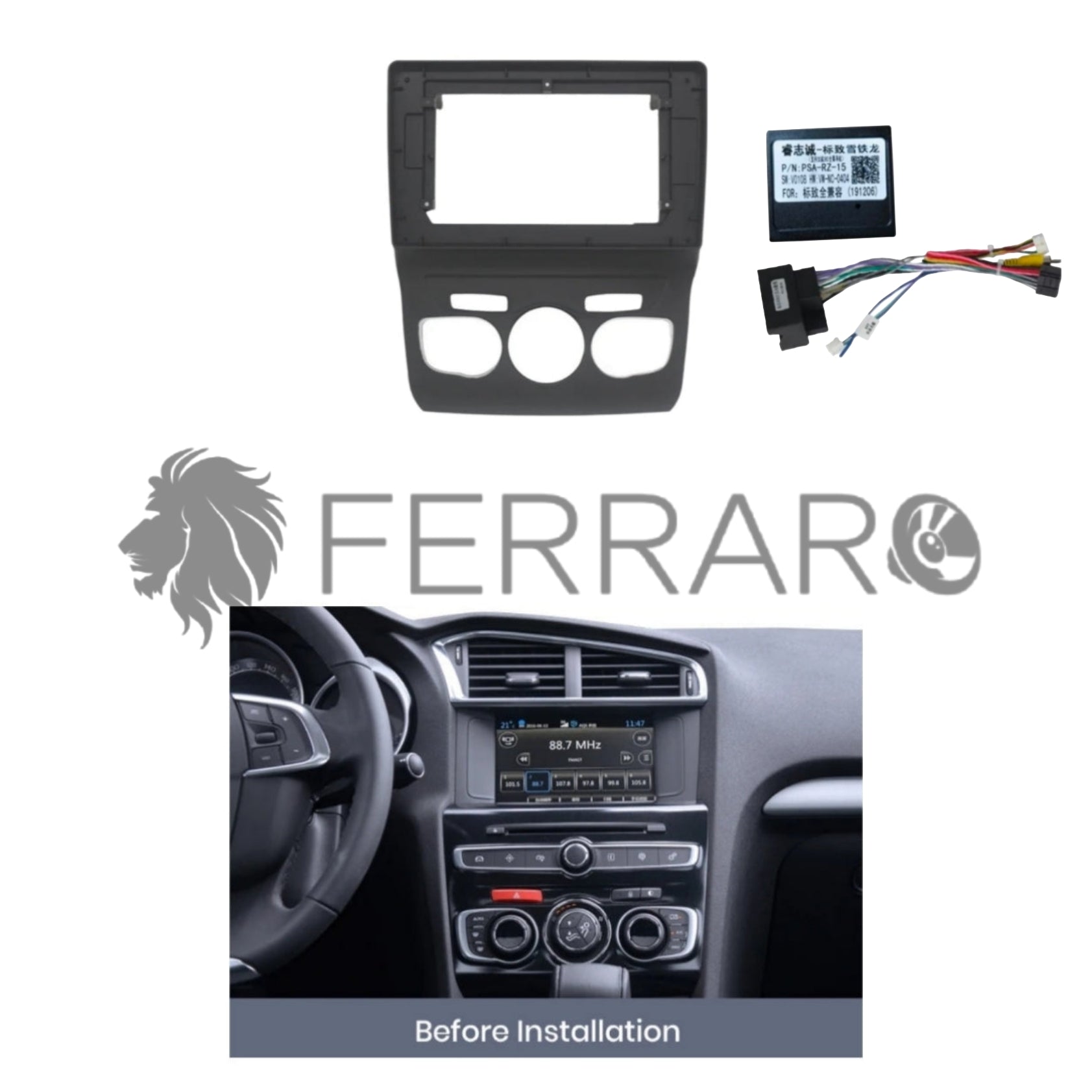 Kit Montaggio Autoradio 10.1"Pollici per Citroen C4 B7, DS4 (2011-2016) Mascherina, Cablaggio Autoradio Android