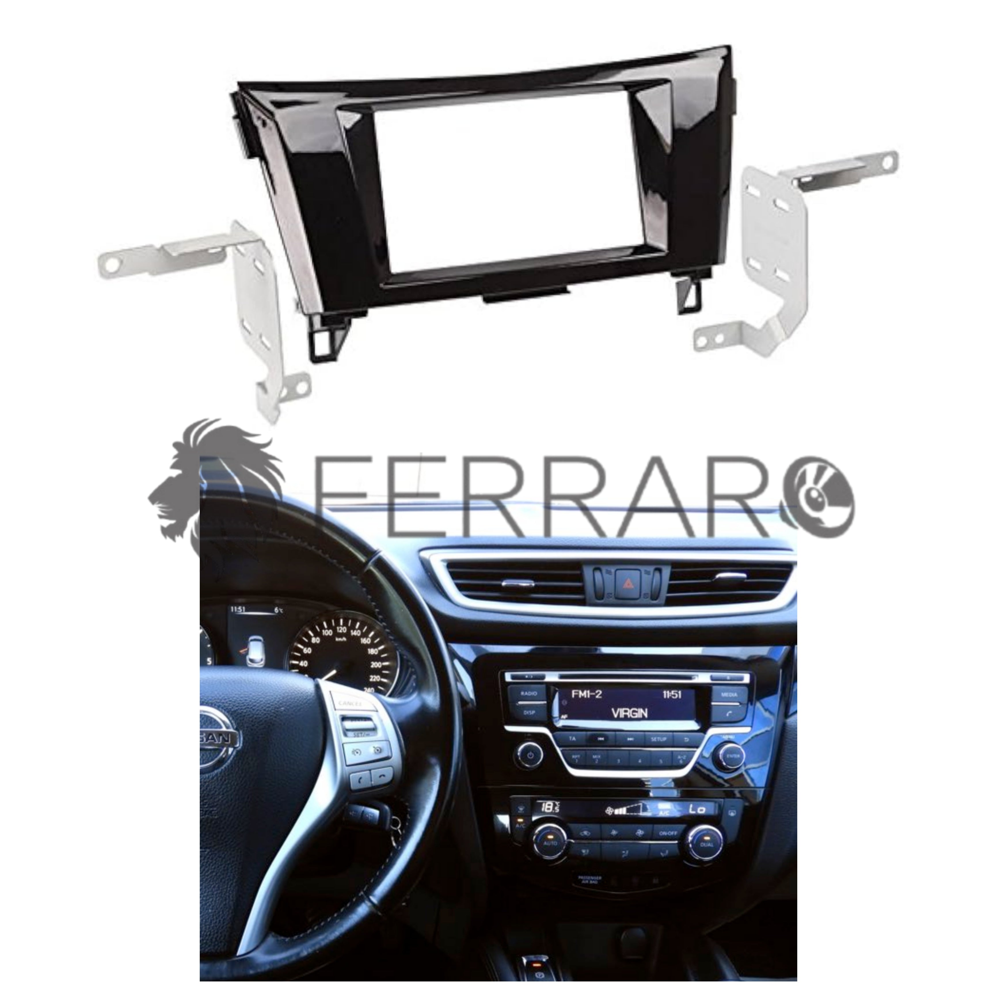 Car Radio Panel, 2DIN, Nissan Qashqai from 2014