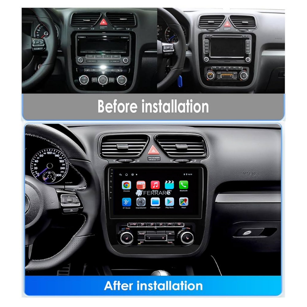 Kit Montaggio Autoradio 9"Pollici Volkswagen Scirocco (2008-2017) Mascherina, Cablaggio per Autoradio Android