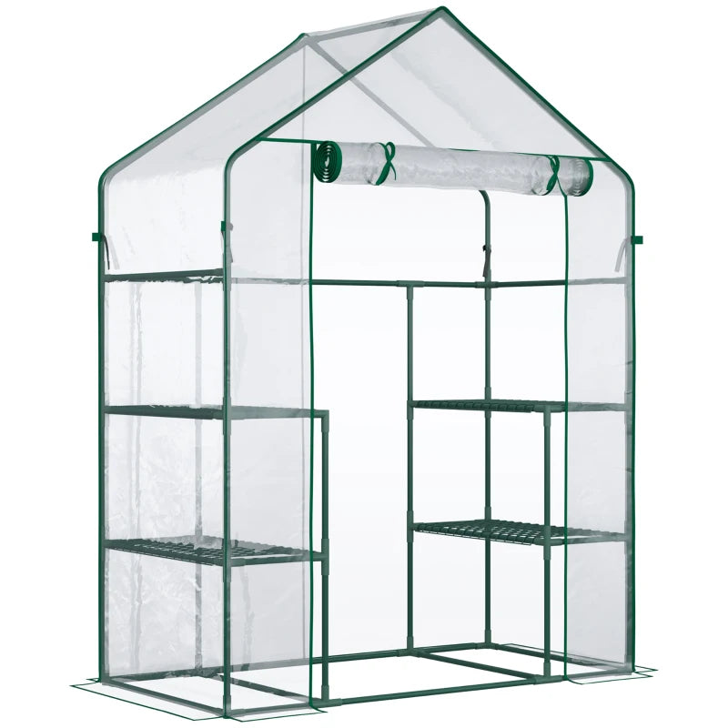 Outsunny Serra da Giardino in PE Impermeabile e Anti UV con Accessori Montaggio, 142x73x195 cm, Verde