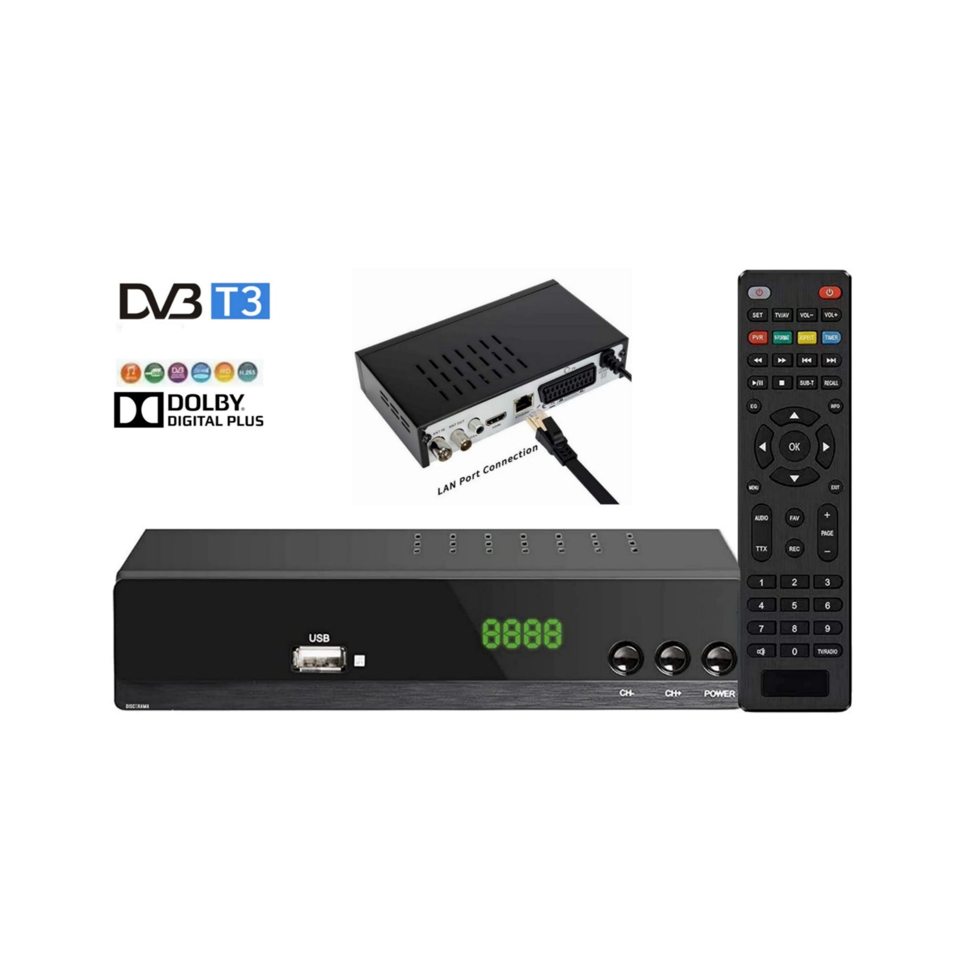 NUMÉRIQUE TERRESTRE - DÉCODEUR DVB-T3 TV PÉRITEL HDMI 4K H265 TÉLÉCOMMANDE