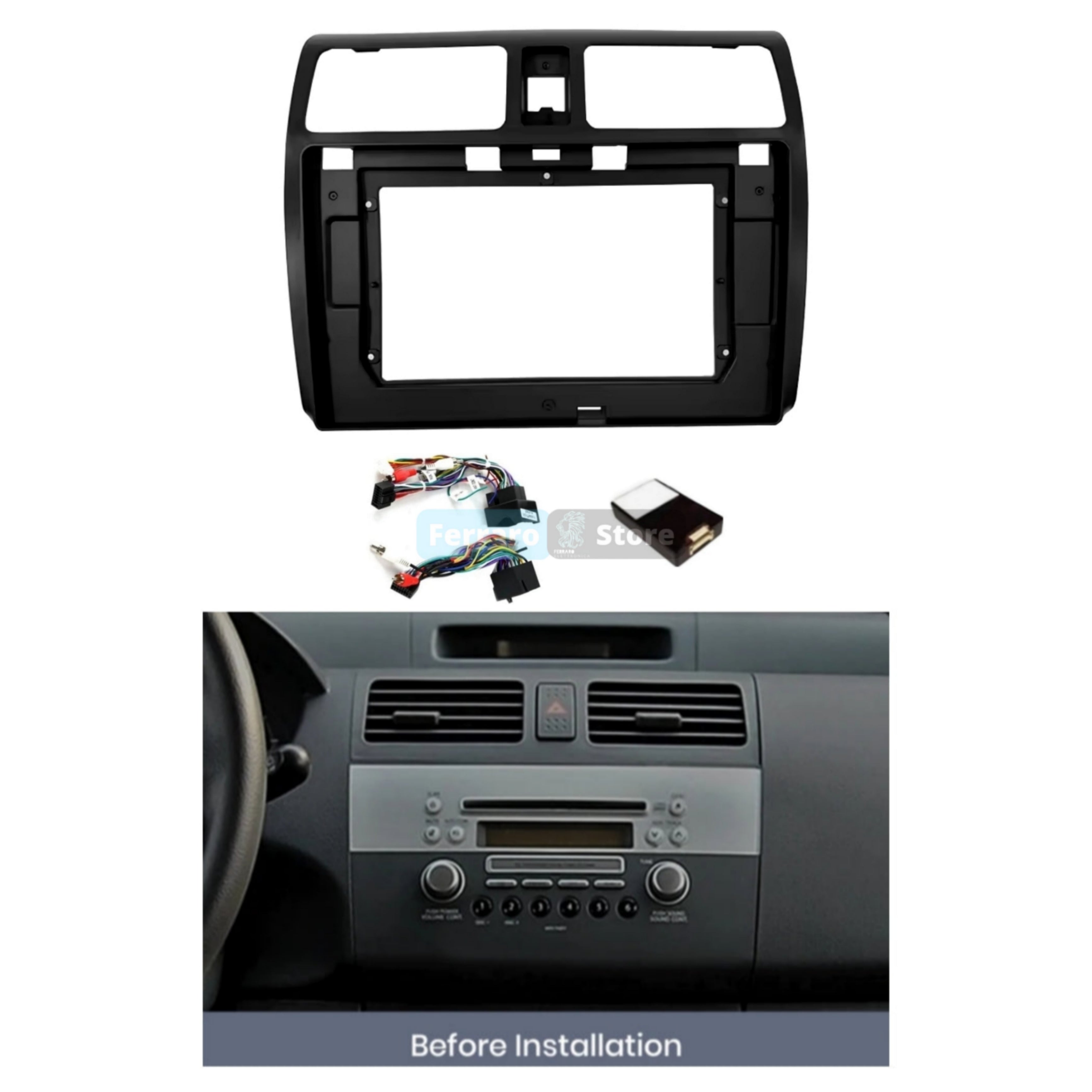 Kit Montaggio Autoradio 10.1"Pollici Suzuki Swift (2003-2010) Mascherina, Cablaggio Autoradio Android