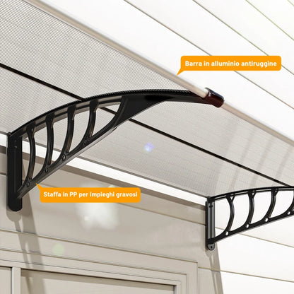 Outsunny Tettoia Moderna in Policarbonato, Alluminio e PP per Balconi, Finestre e Porte, 200x96x27 cm