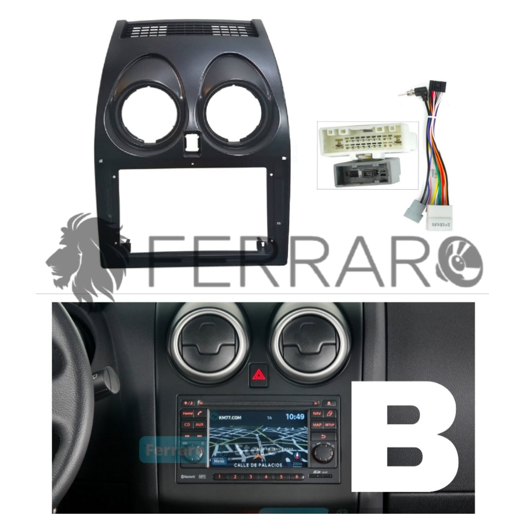 Kit Montaggio Autoradio 9"Pollici Nissan Qashqai J10 (2007-2014) Mascherina, Cablaggio Autoradio Android