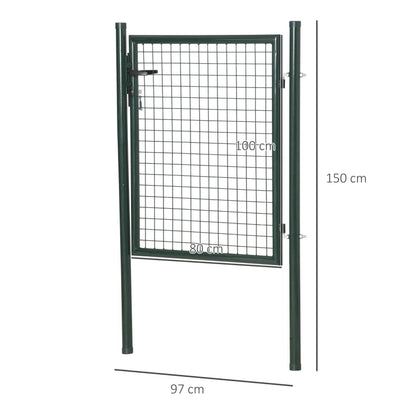 HOMCOM Cancello da Giardino in Acciaio con Serratura e 3 Chiavi, 97x150cm, Verde