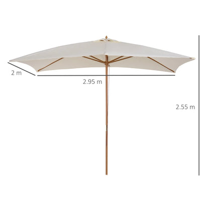 Outsunny Ombrellone 2x3 m da Giardino Impermeabile, in Legno e Poliestere 180G, Beige